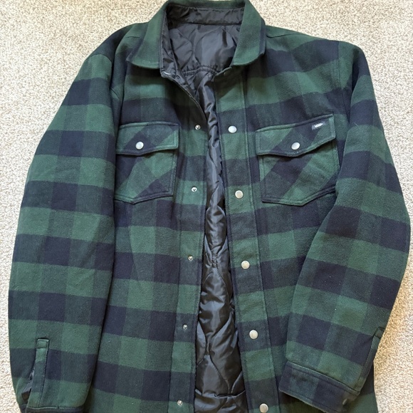 VANS Mens Flannel button front Coaches jacket - green/ blue paid. Size Medium - Picture 1 of 1